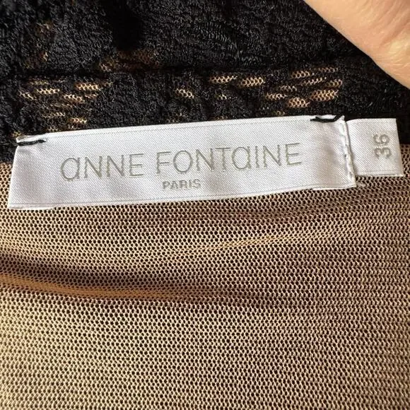 ANNE FONTAINE Castille Stretch Black Lace Top - Picture 9 of 11